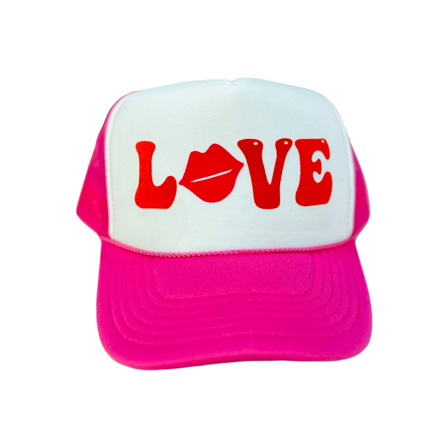 LOVE (w. lips) White/Red Trucker display picture 2