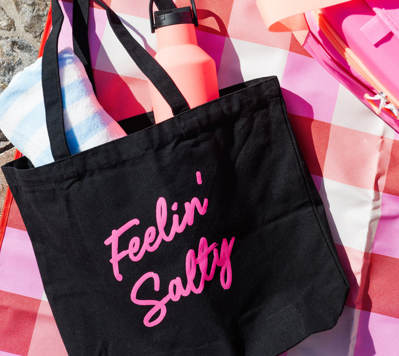 'Stay Salty' Black Canvas Tote