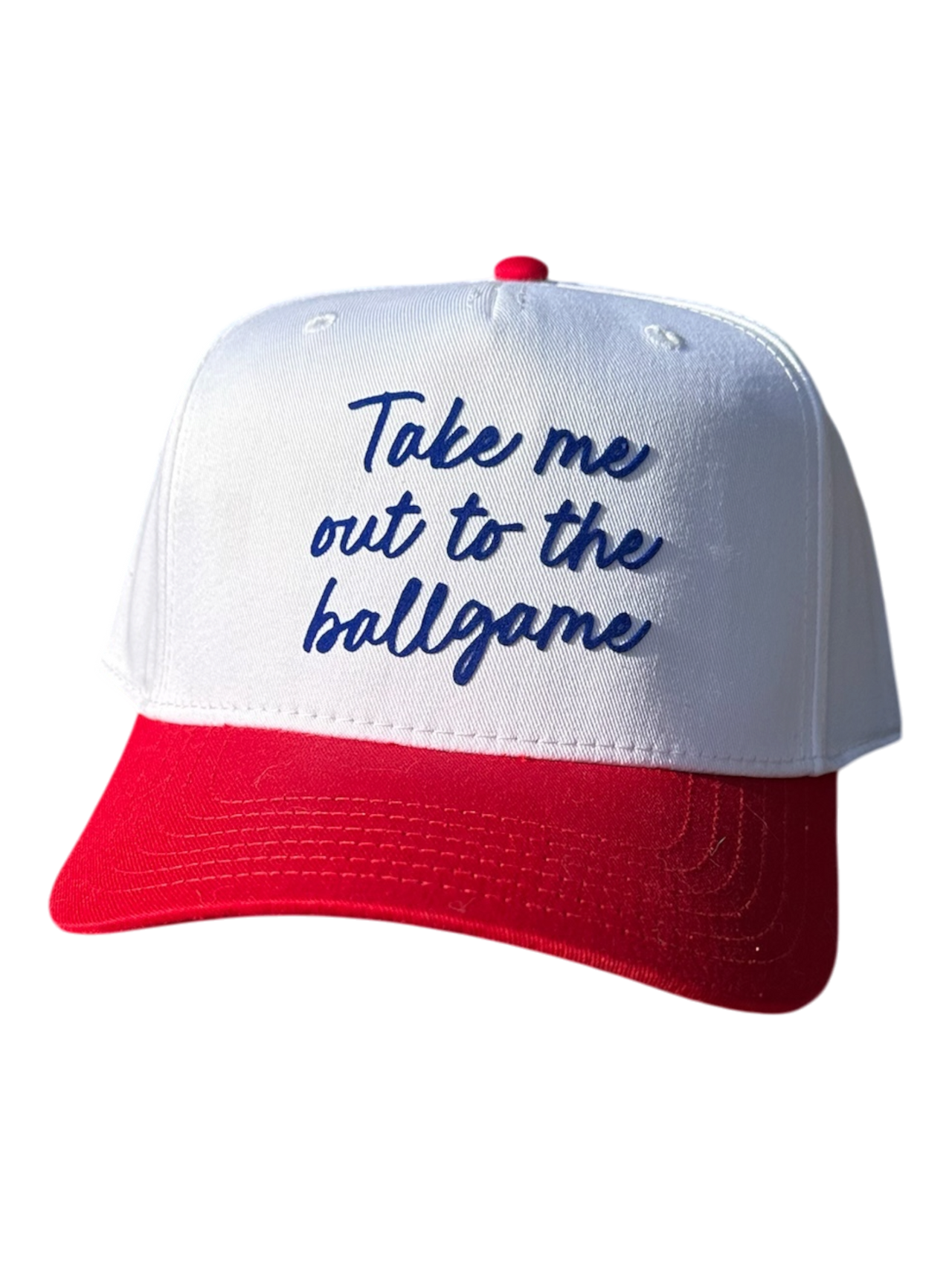 Take me out to the ballgame - White/Red Baseball Hat