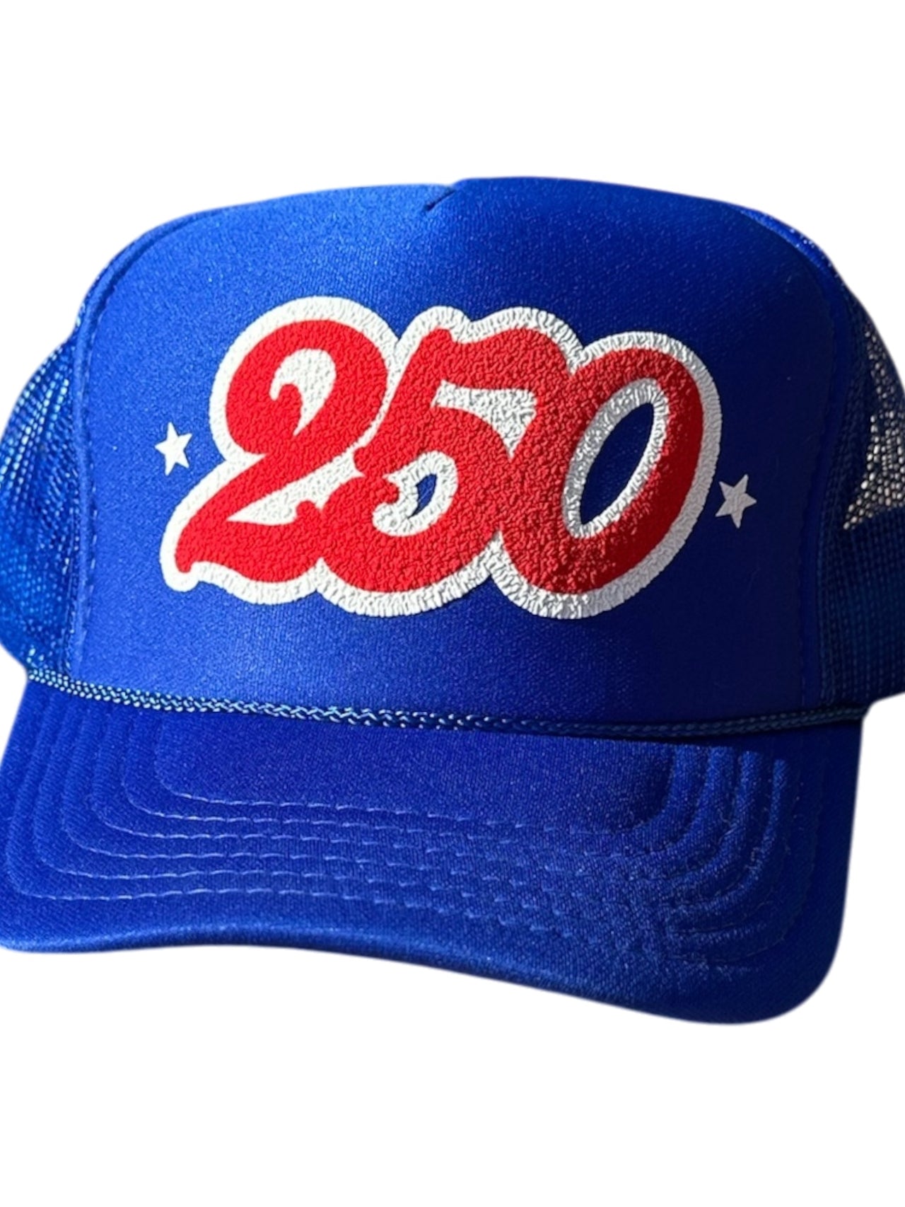 250 (double puff) - Royal Blue Trucker Hat