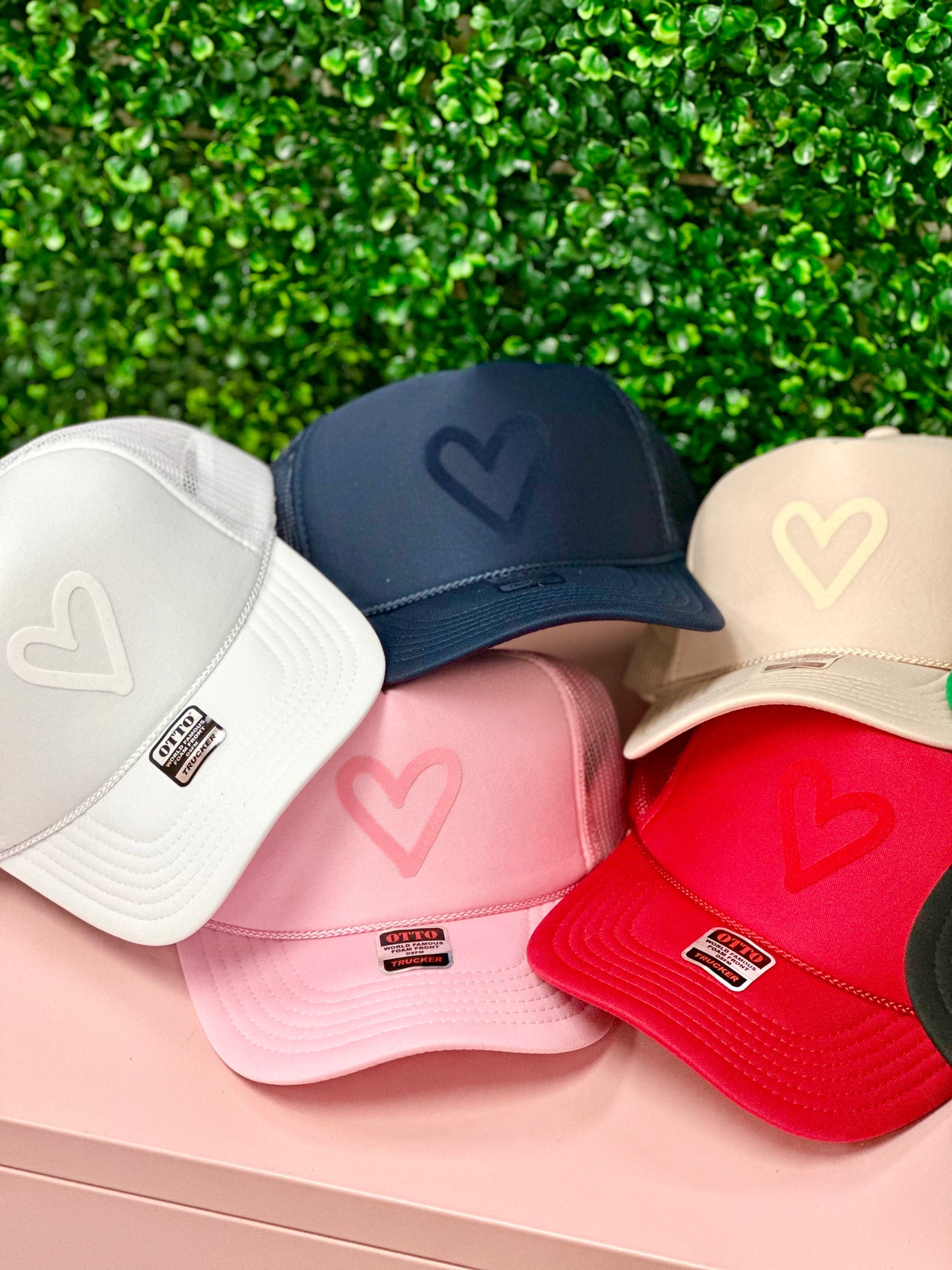 TOT Trucker - Heart - (White on White)