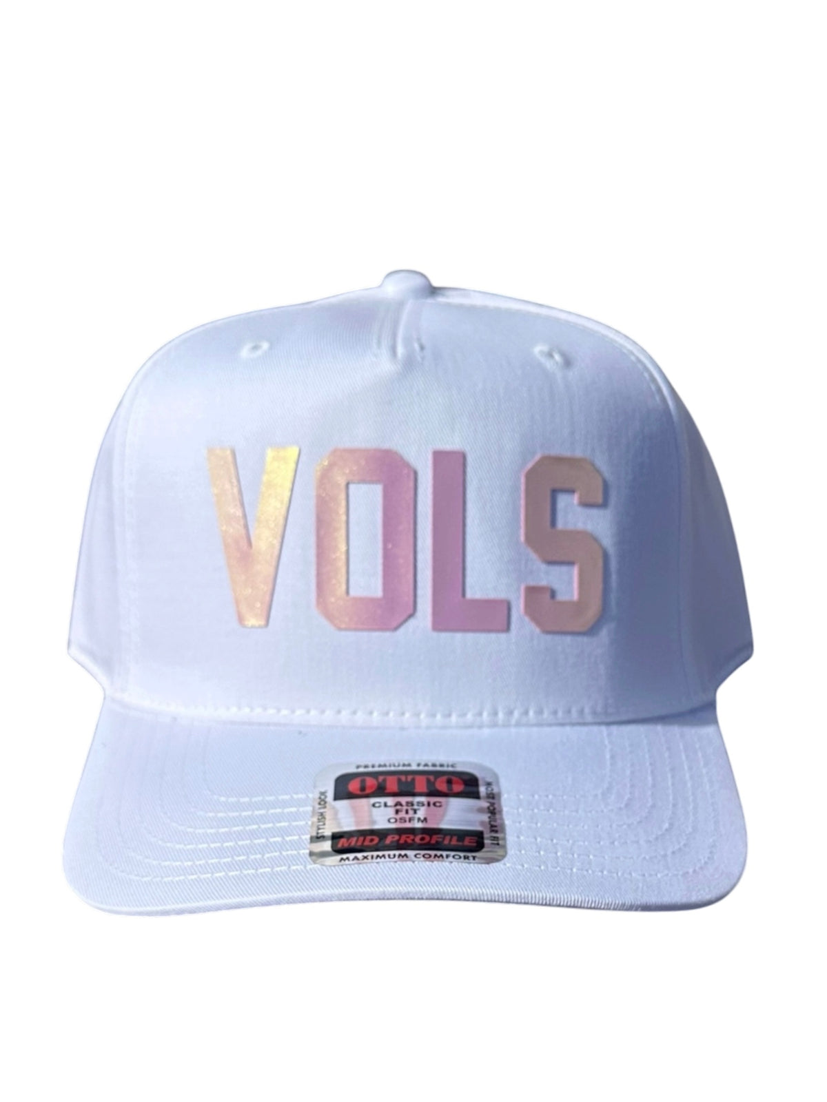 CUSTOM Pink Iridescent Text - White Baseball Hat