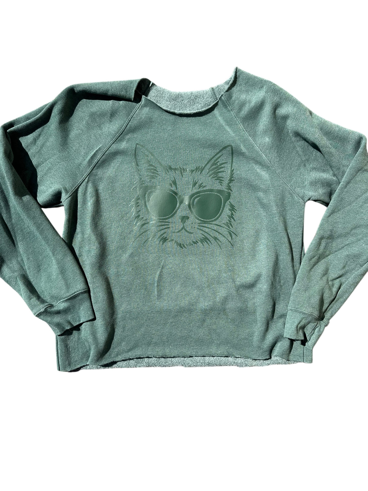 Cool Cat - Tonal Dark Green 'Hand-Cut' Sweatshirt