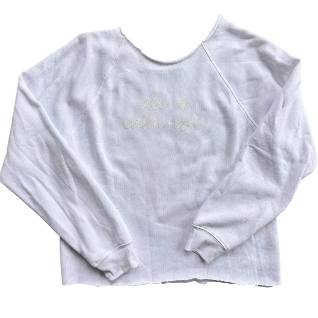 All is Calm-ish - Tonal White 'Hand-Cut' Sweatshirt