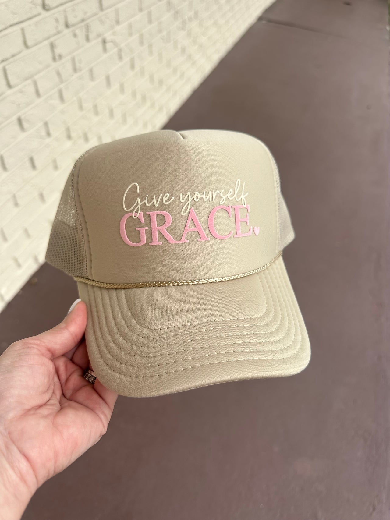 Give Yourself Grace - Khaki Trucker Hat