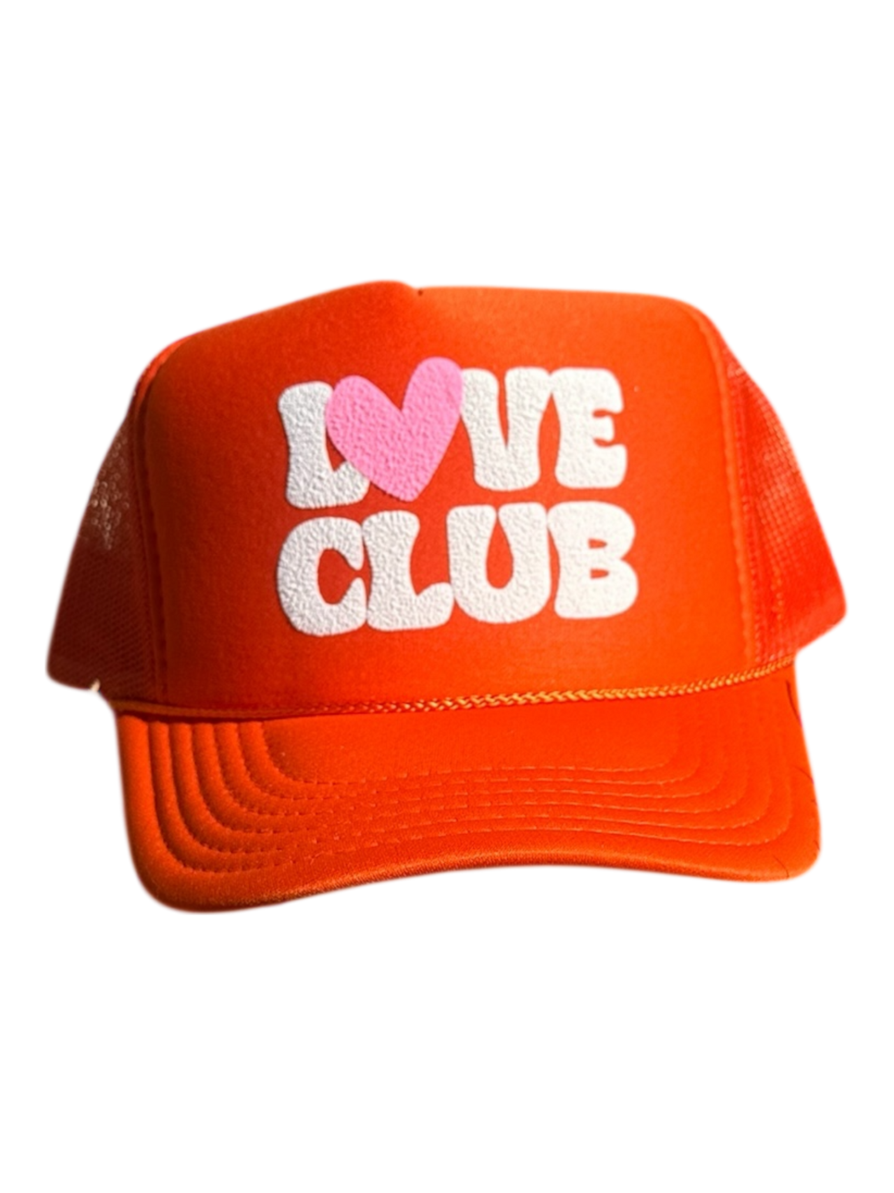 Love Club (puff) - Orange Trucker Hat