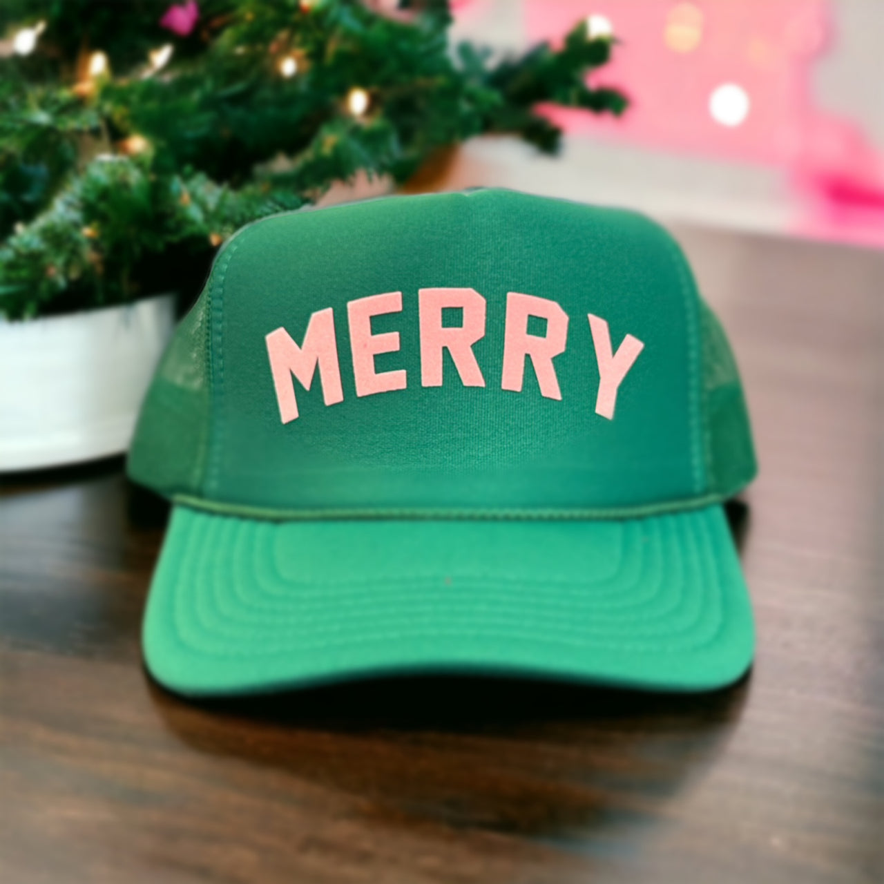 Holiday - Velvet MERRY Green Trucker