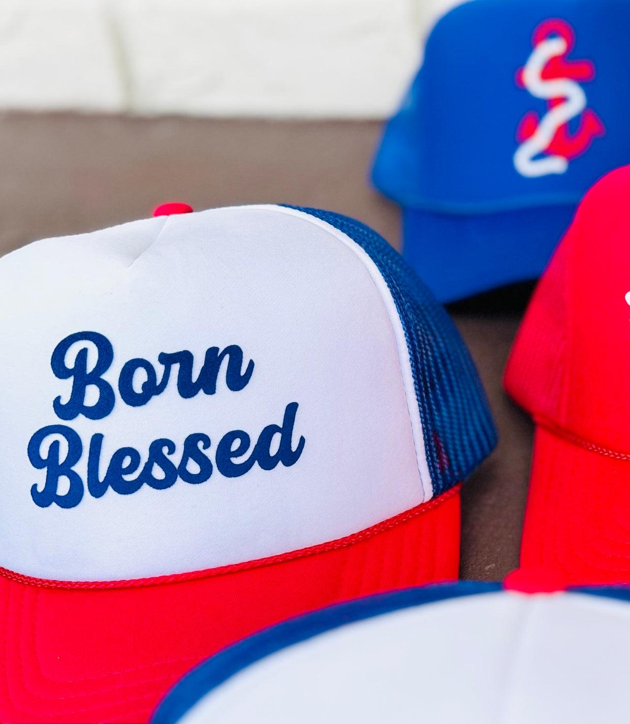 Born Blessed - Red.White.Blue Trucker Hat
