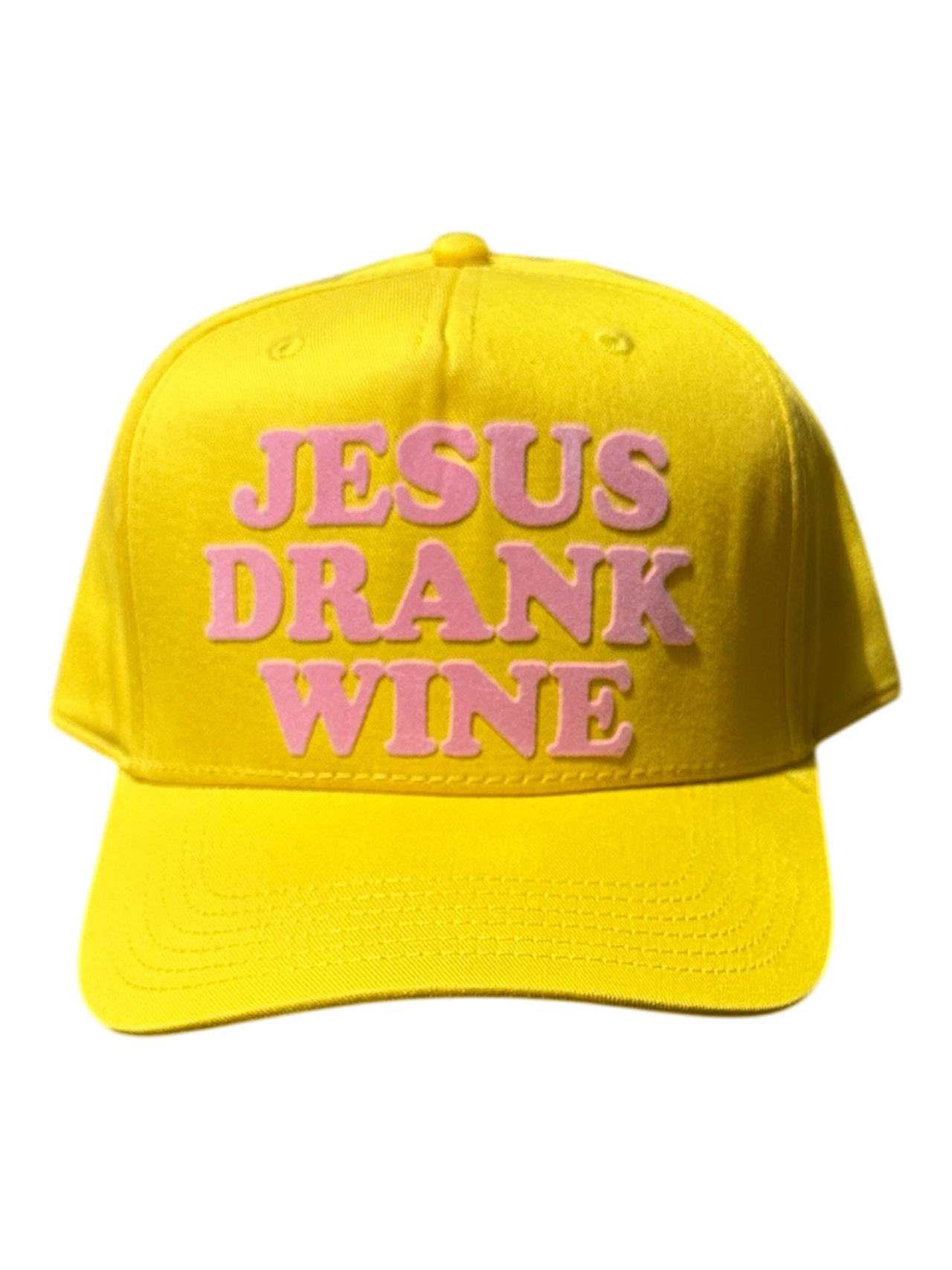 Jesus Drank Wine (Pink) -Yellow Canvas Hat
