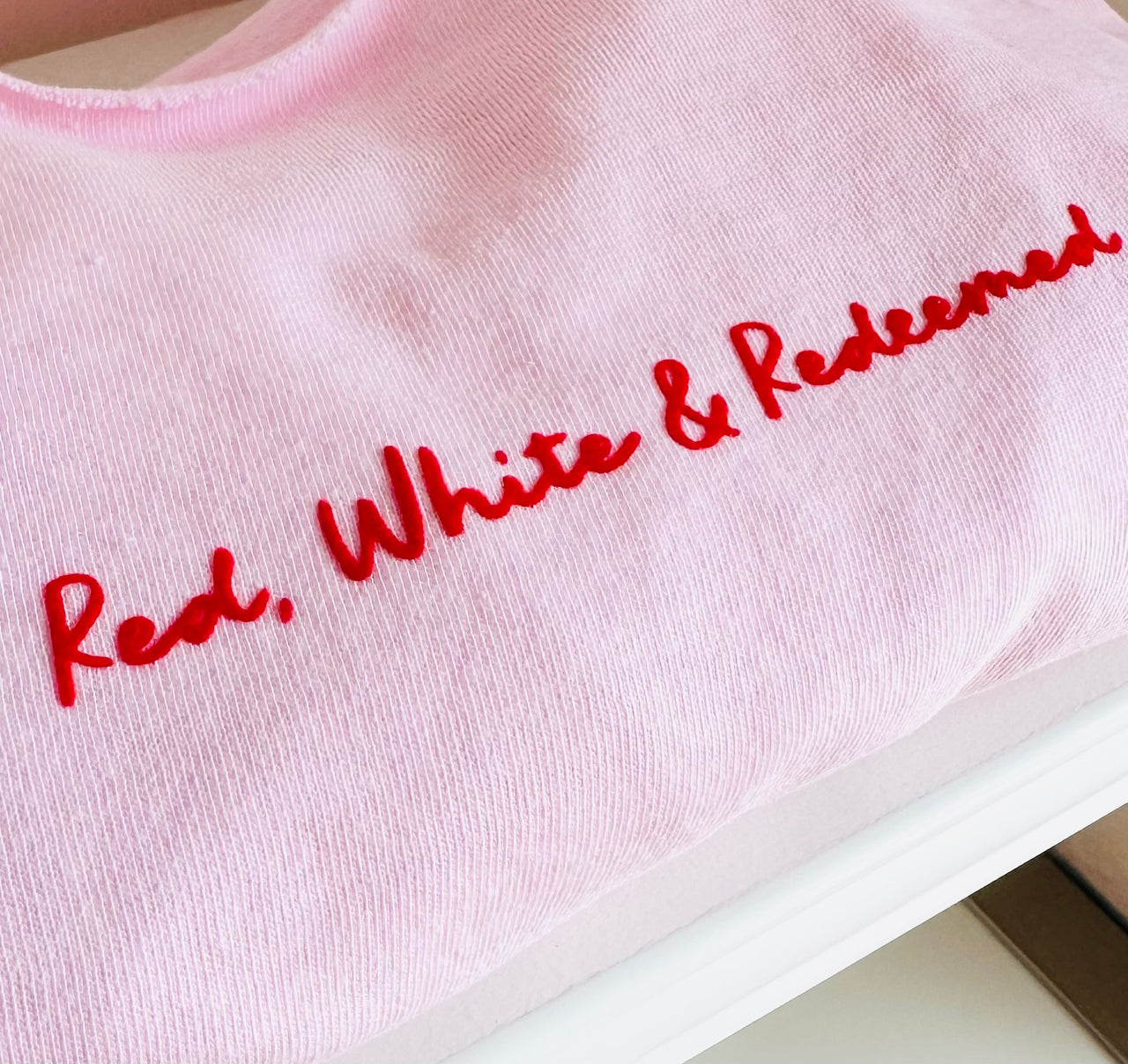 Red, White & Redeemed - Pink Tee