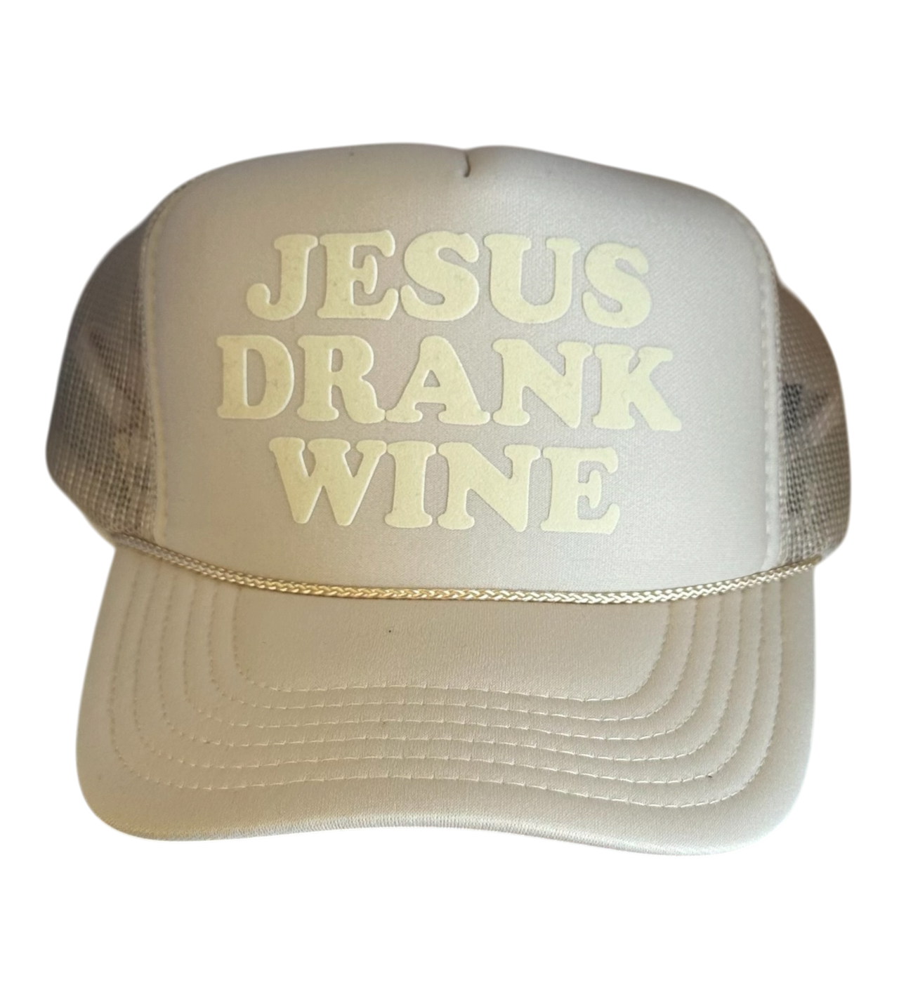 Jesus Drank Wine (Tan) - Tonal Tan Trucker Hat