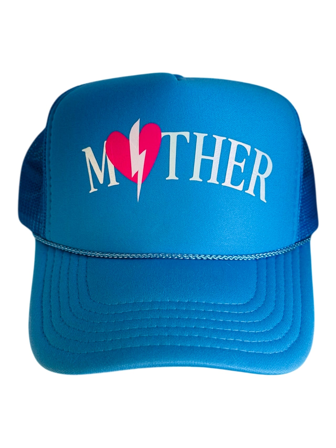 Mother (heart/bolt) - Columbia Blue Trucker Hat