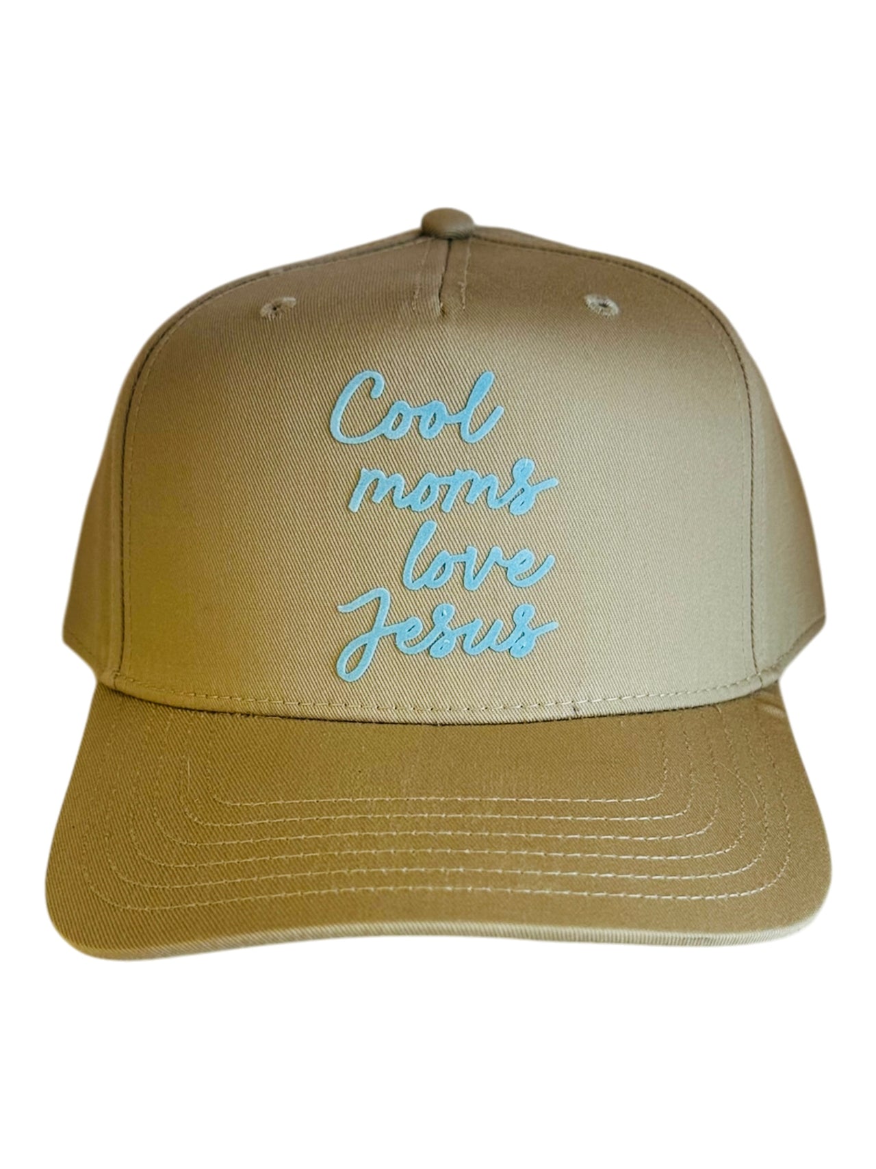 Cool moms love Jesus (light blue) - Khaki Canvas Hat