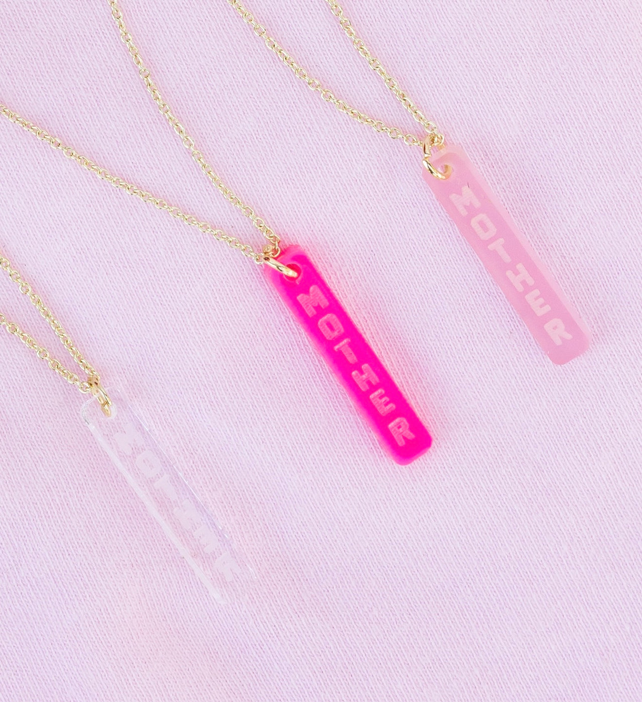 MOTHER (clear) bar necklace