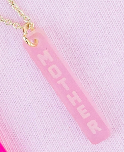 MOTHER (frosted pink) bar necklace