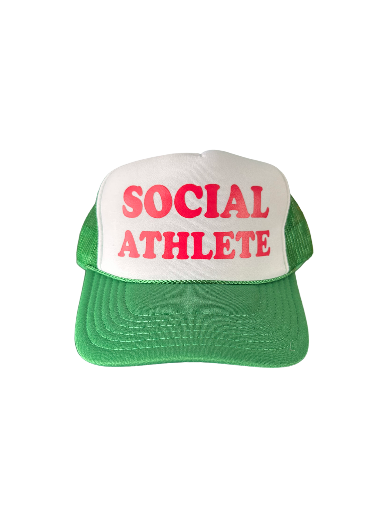 Social Athlete - White/Green Trucker Hat