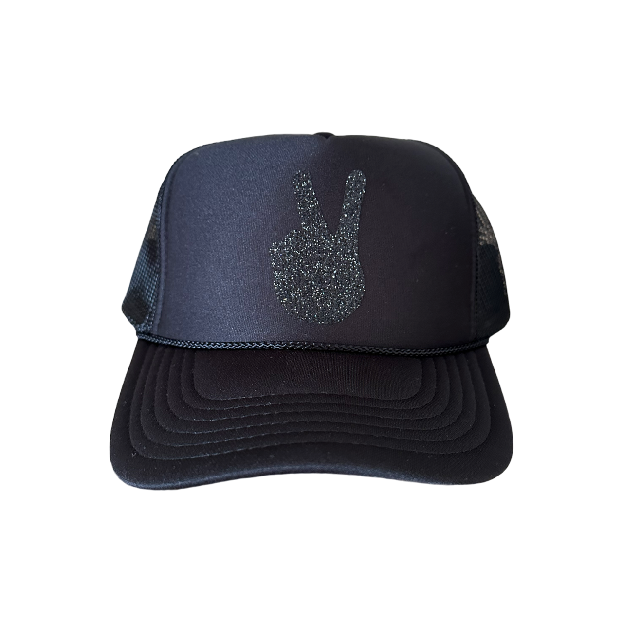 Midnight Shimmer Peace Black Trucker