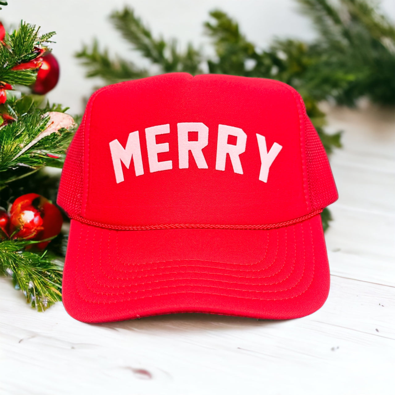 Holiday - Velvet MERRY Red Trucker