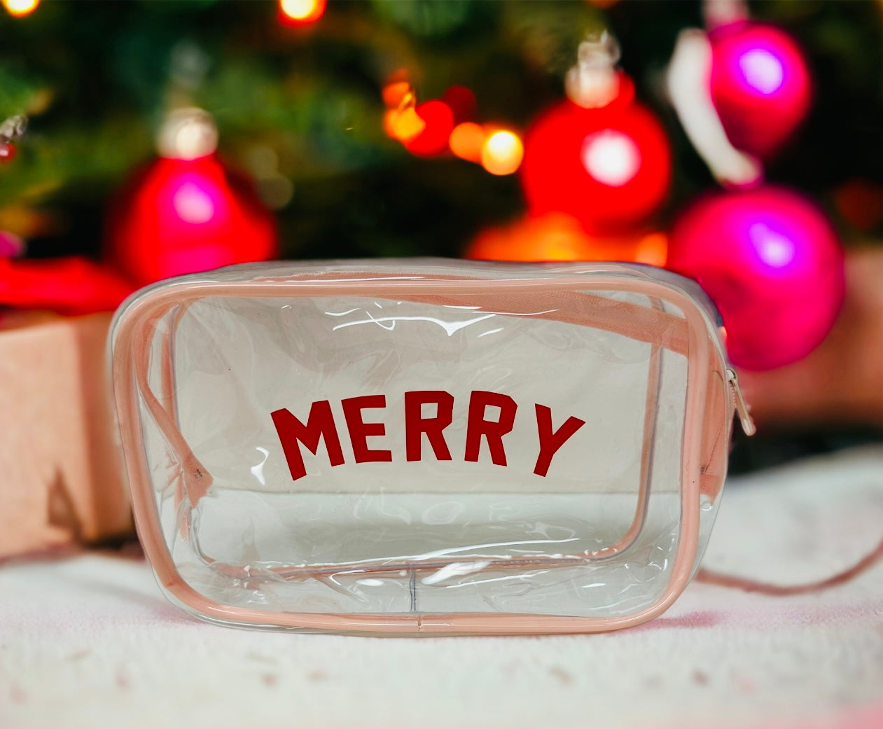MERRY - light pink/clear cosmetic bag