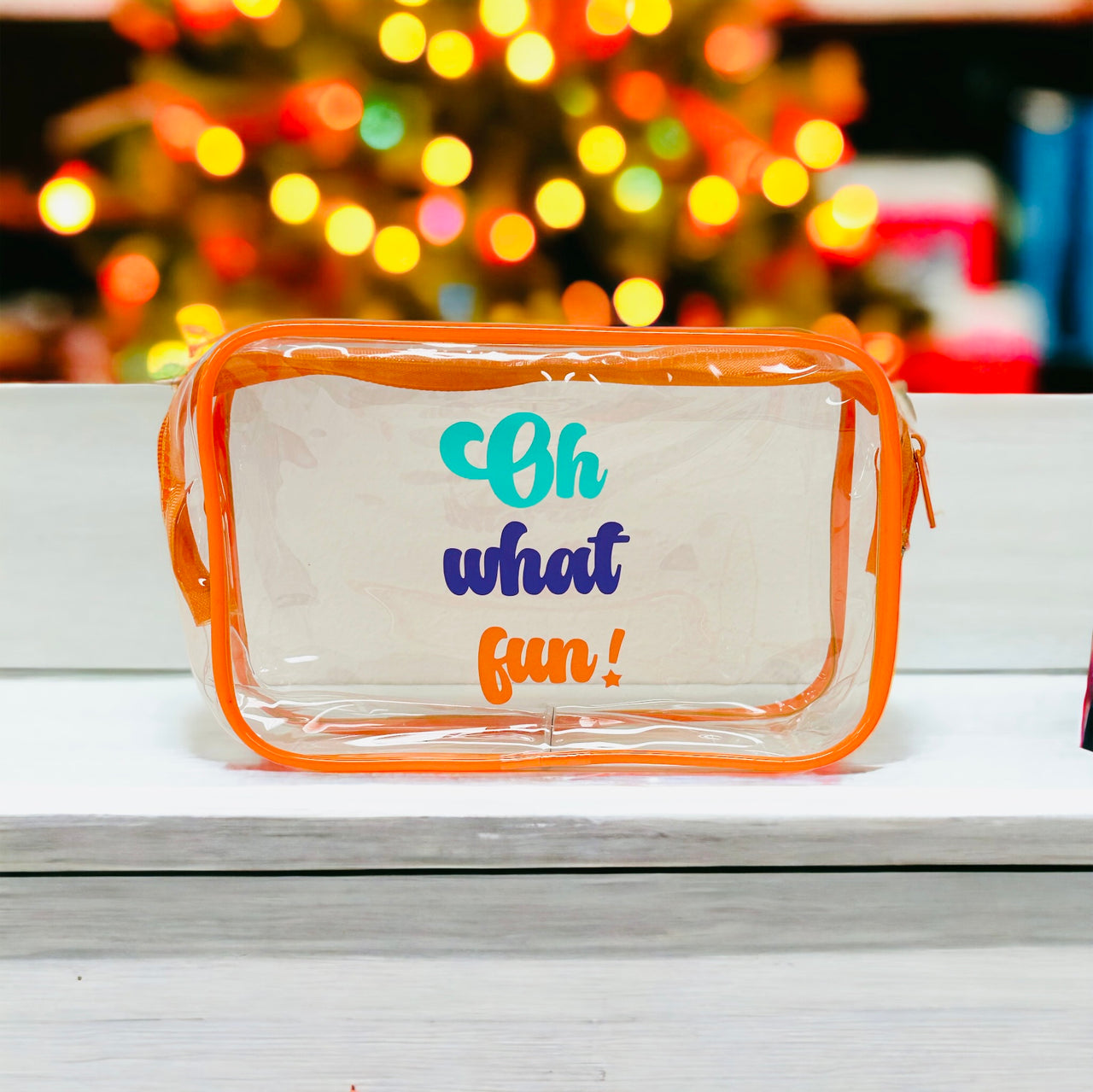 Oh What Fun - orange/clear cosmetic bag