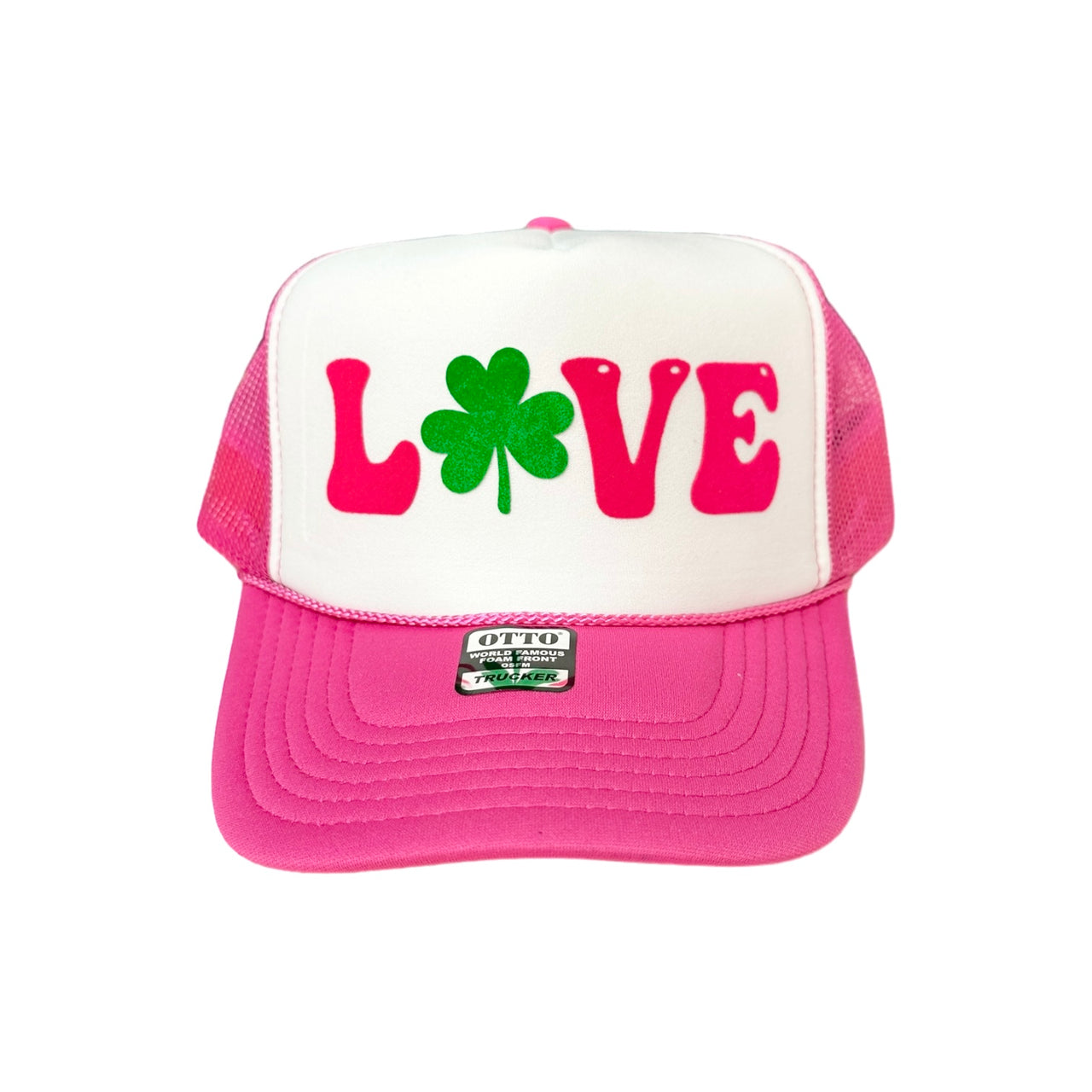 LOVE with clover - White/Pink Trucker
