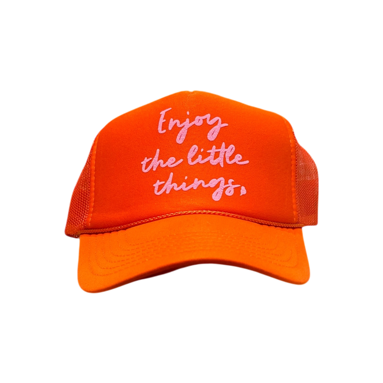 'Enjoy the little things' Orange Trucker Hat