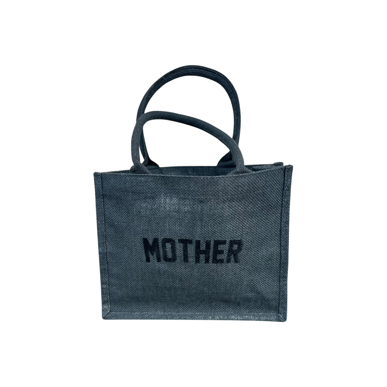 MOTHER Black Burlap Tote Bag