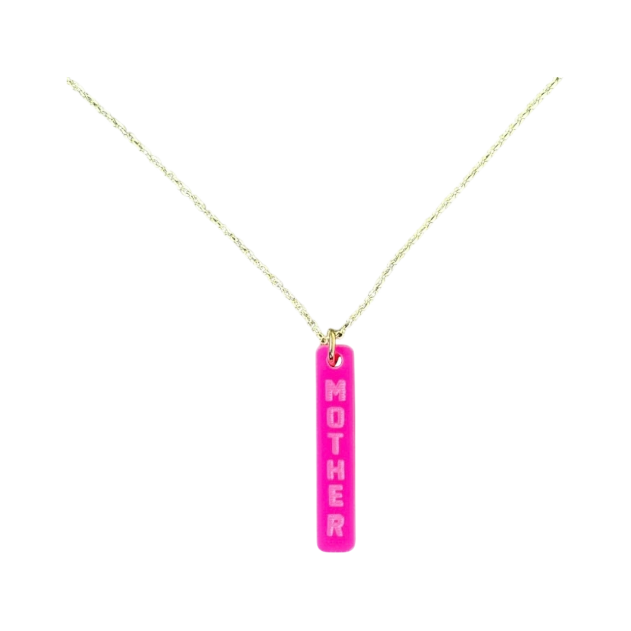 MOTHER (hot pink) bar necklace