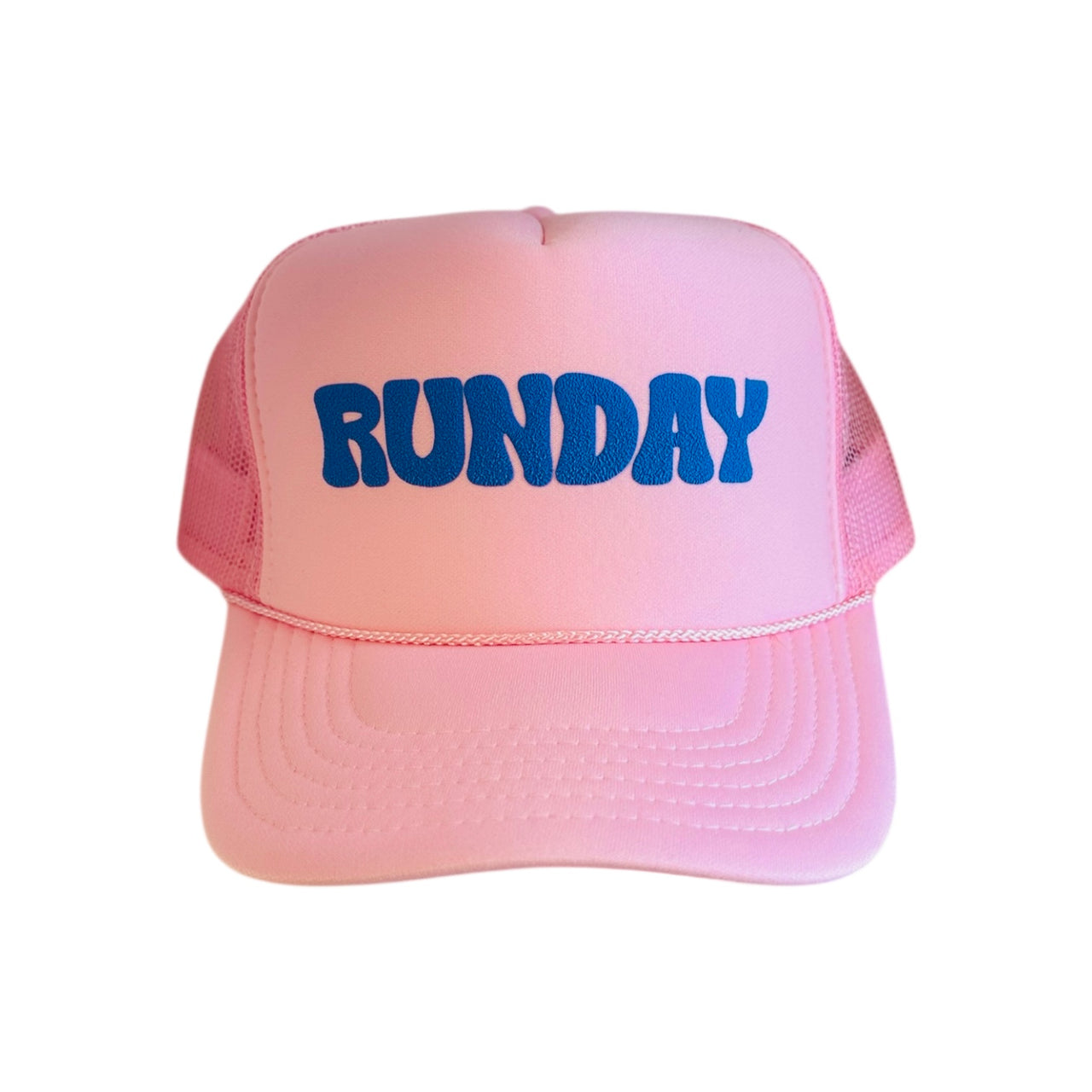 RUNDAY (blue) - Light Pink Trucker Hat