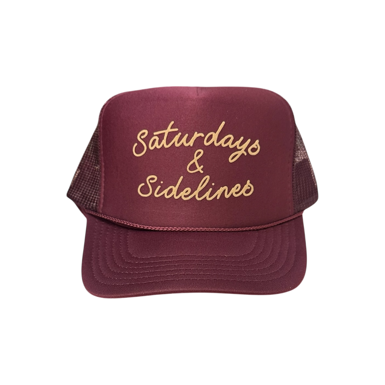 'Saturdays & Sidelines' - Maroon Trucker Hat