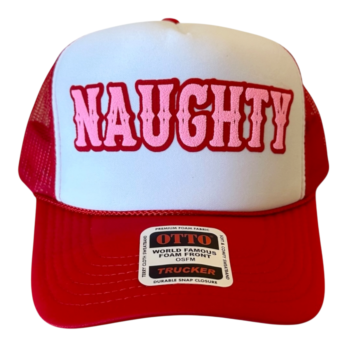NAUGHTY (double puff) - Red/White Trucker Hat (Copy)