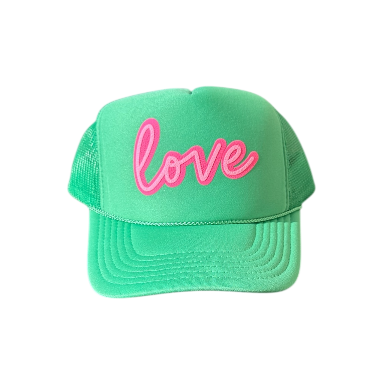 Love (double puff) - Cactus Green Trucker Hat