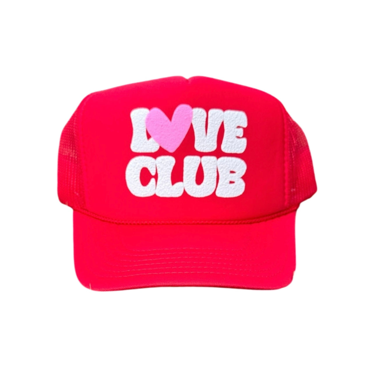 Love Club (puff) - Red Trucker Hat