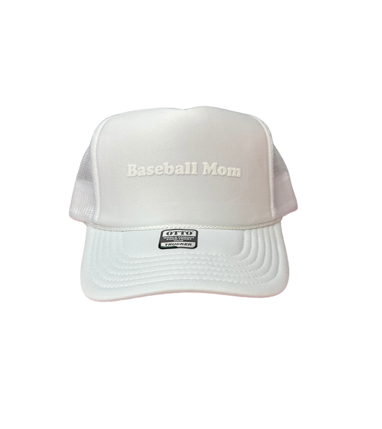 T.O.T. Trucker - Baseball Mom - (White on White)