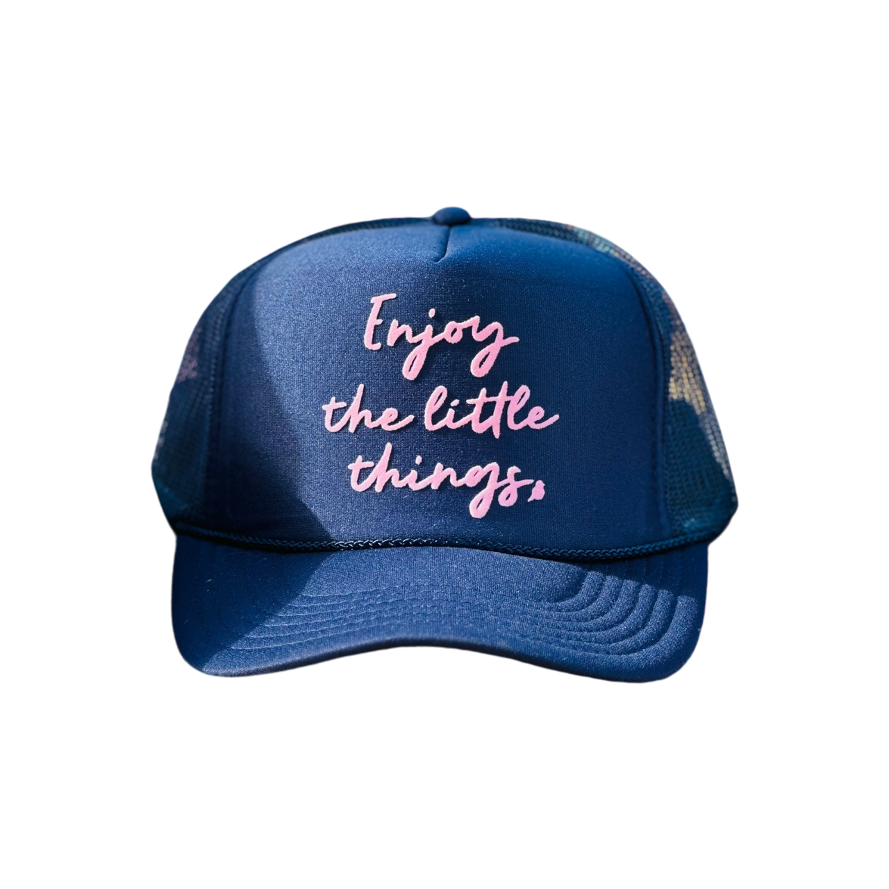 'Enjoy the little things' Navy Trucker Hat
