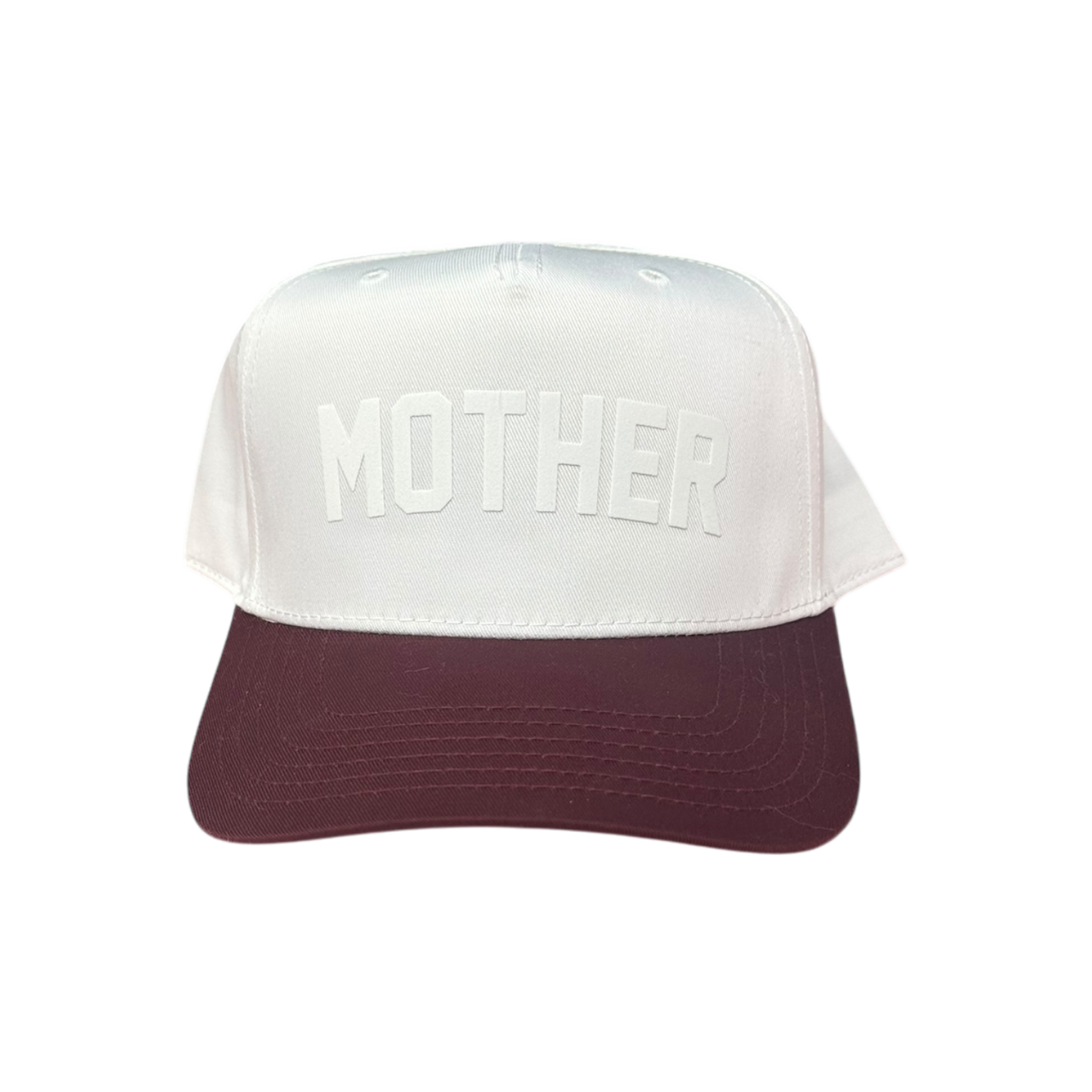 MOTHER (White) - Tonal White/Maroon Baseball Cap