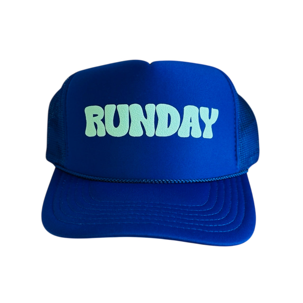 RUNDAY (light blue) - Royal Blue Trucker Hat
