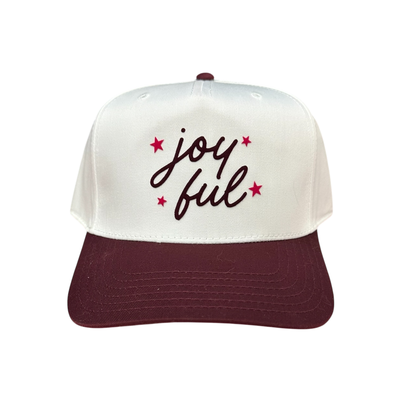 joyful (stars) - White/Maroon Classic Fit Hat