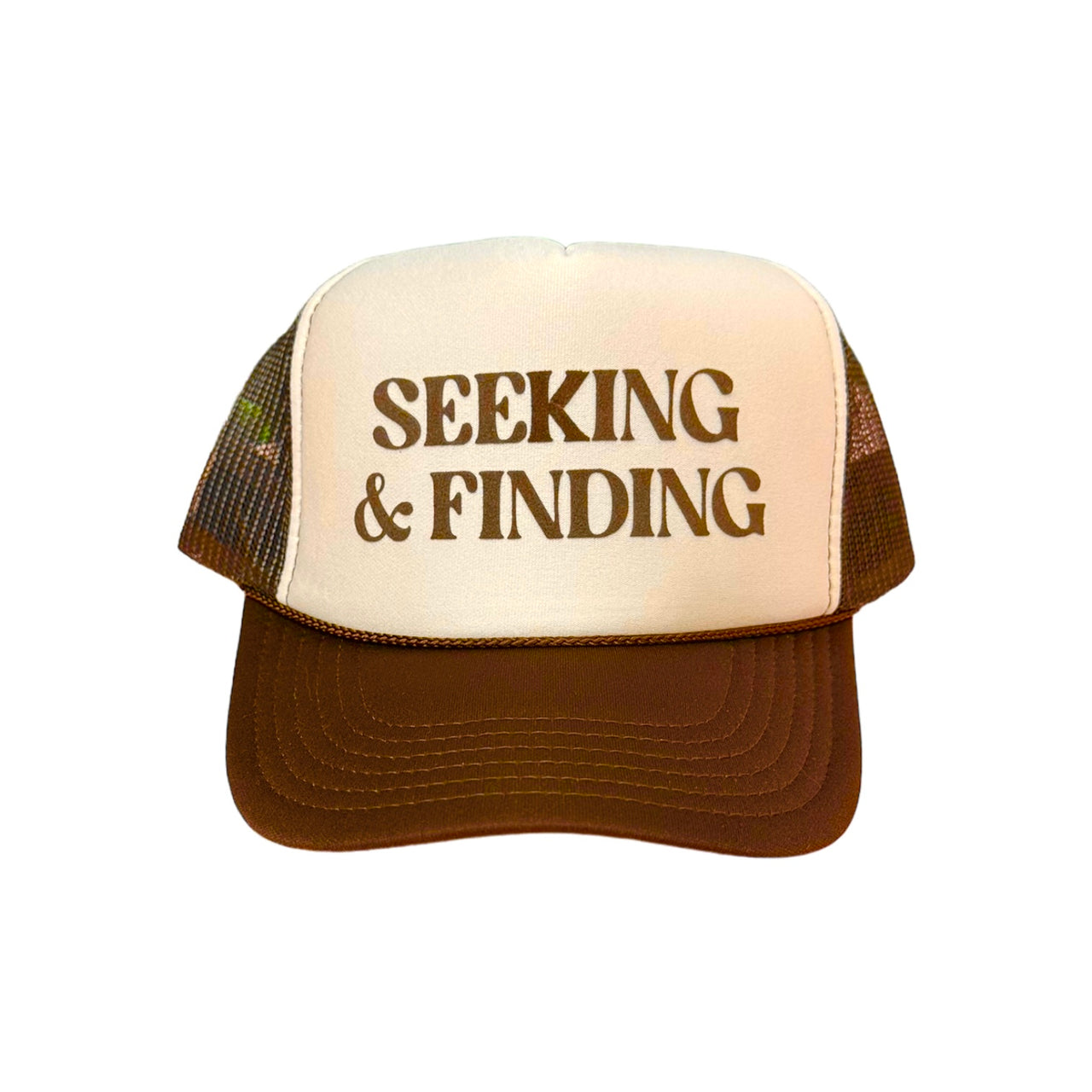 'Seeking & Finding' Tan/Brown Trucker