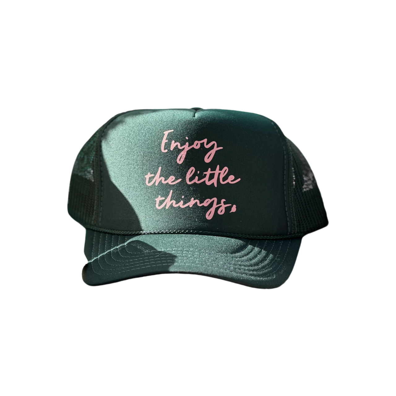 'Enjoy the little things' Dark Green Trucker Hat