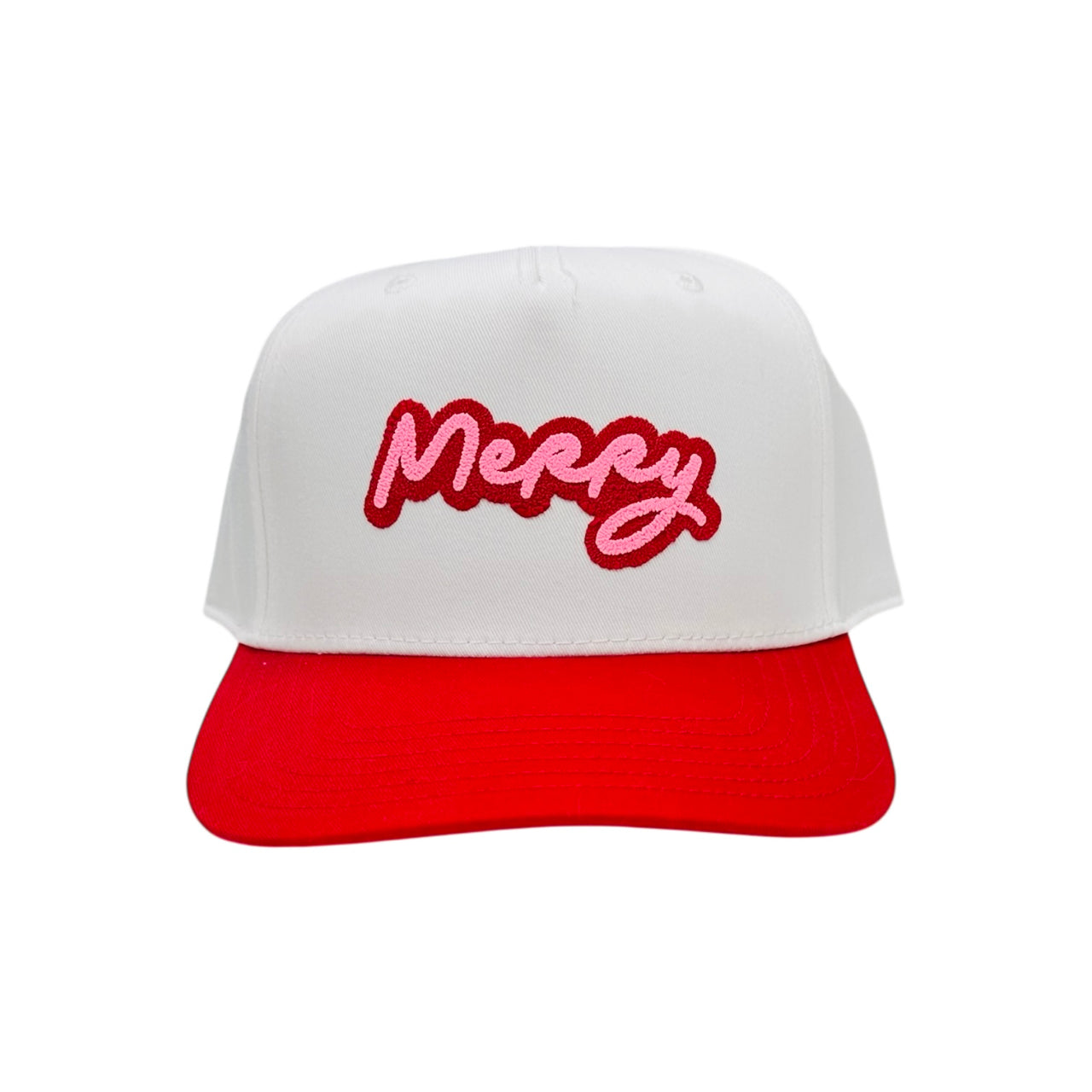 Merry (double puff) - White/Red Classic Fit Hat