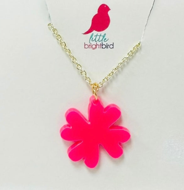 Clover Acrylic Mini Necklace - Hot Pink
