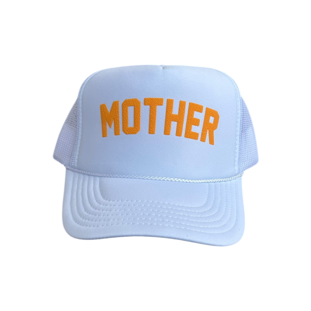 MOTHER (Orange Puff) - White Trucker Hat