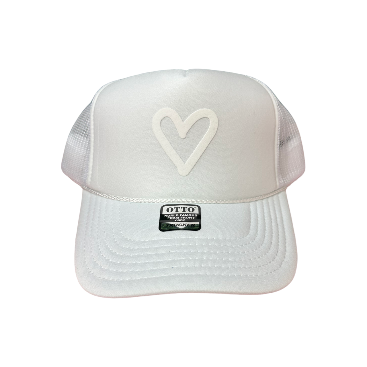 TOT Trucker - Heart - (White on White)