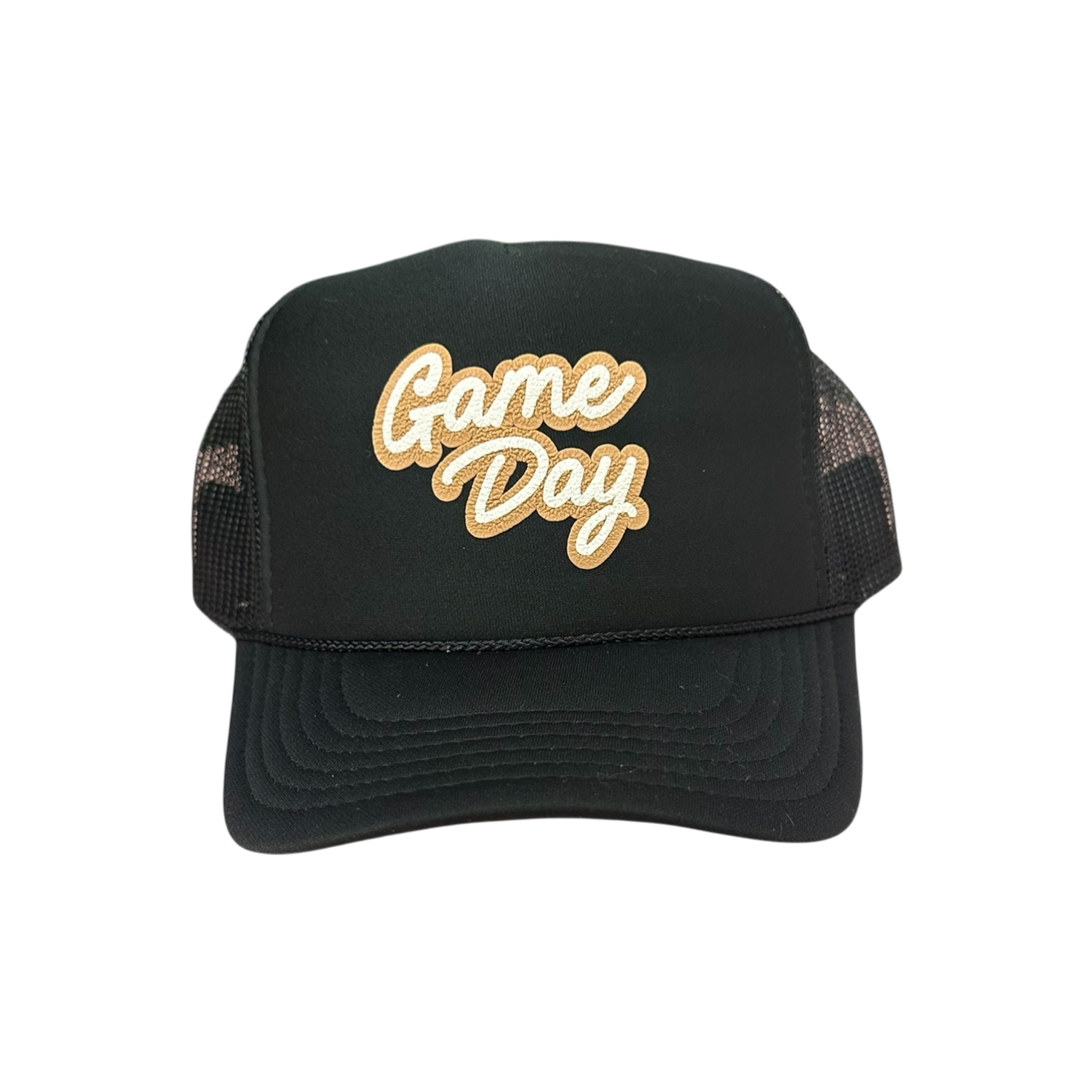 Game Day (double puff) - Black Trucker Hat