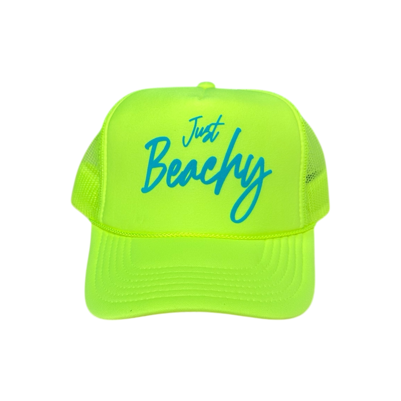 'Just Beachy' Neon Yellow Trucker Hat