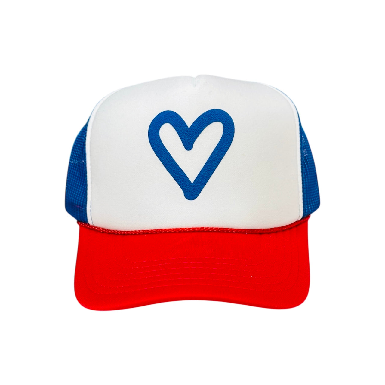 Heart (puff) - Red.White.Blue Trucker Hat