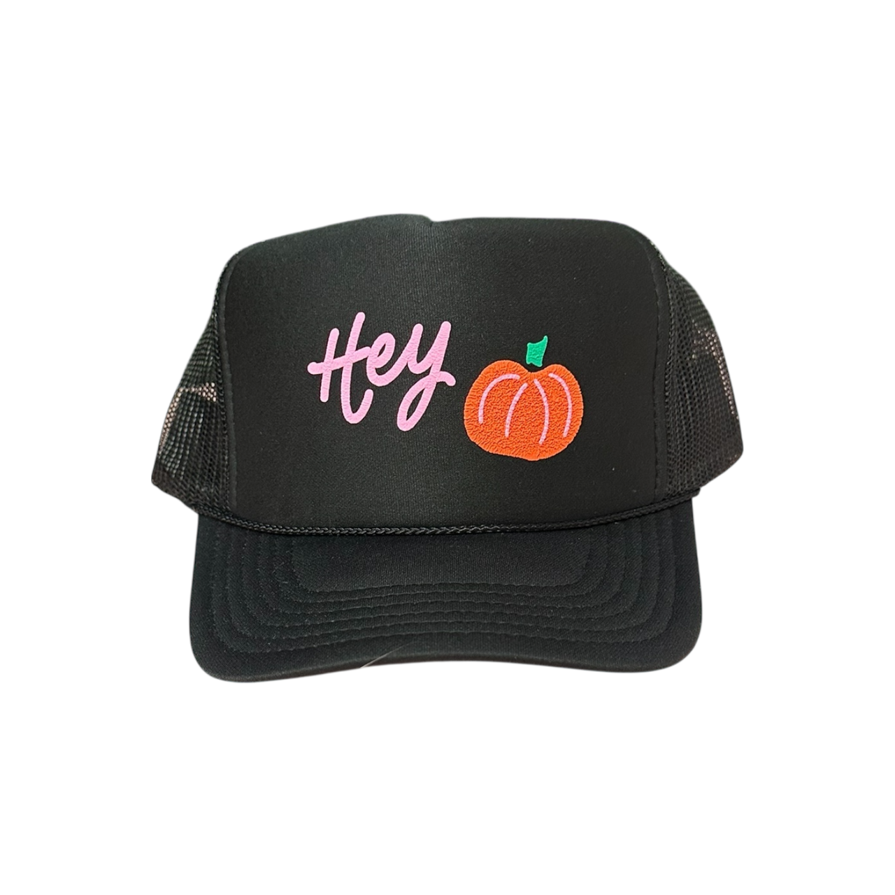 Hey (pumpkin) - Black Trucker Hat