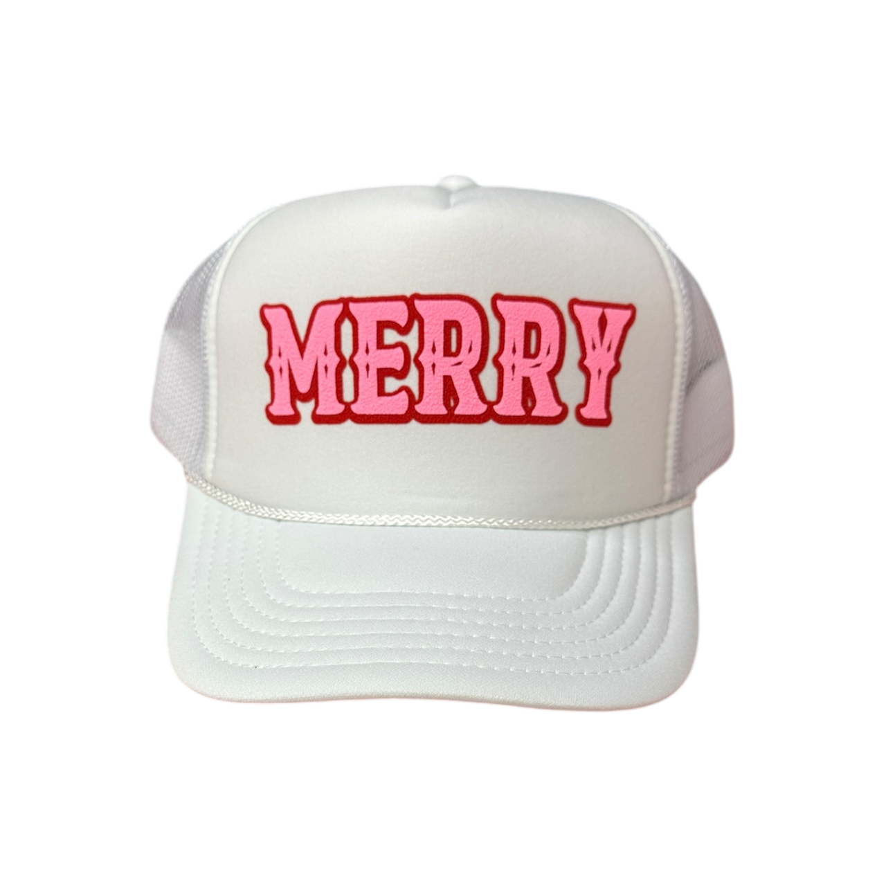 MERRY (pk/red double puff) - White Trucker