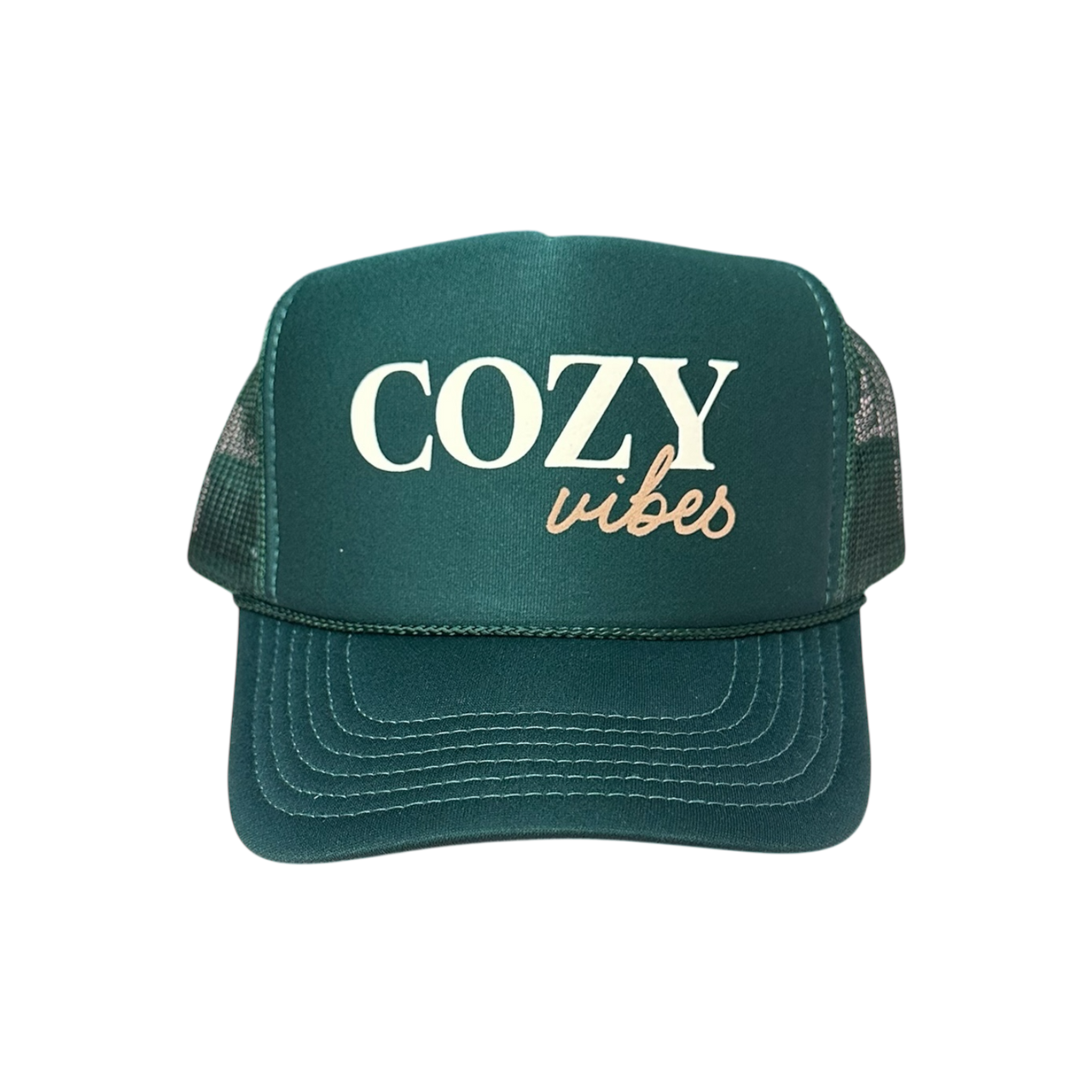 COZY vibes - Dark Green Trucker Hat